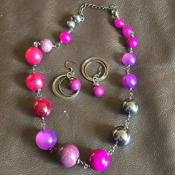 Vintage Bubble bead statement necklace & earring SET. - Picture 1 of 10